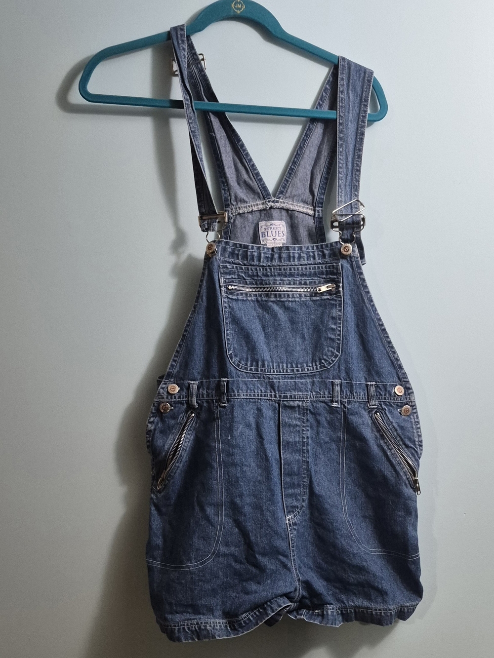 BLUES Denim Shortalls Overalls - Medium Wash Blue